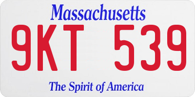 MA license plate 9KT539
