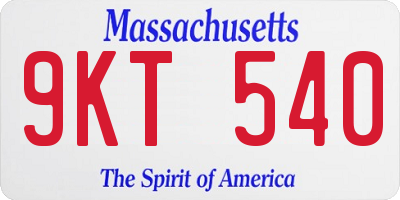 MA license plate 9KT540