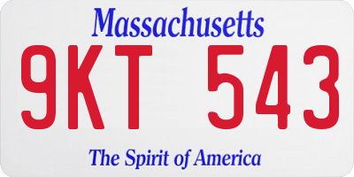 MA license plate 9KT543