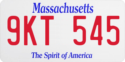 MA license plate 9KT545
