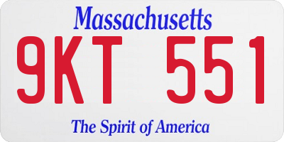 MA license plate 9KT551