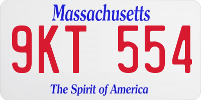 MA license plate 9KT554