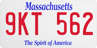 MA license plate 9KT562