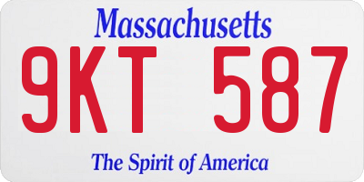 MA license plate 9KT587