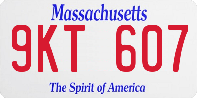 MA license plate 9KT607