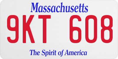 MA license plate 9KT608