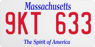 MA license plate 9KT633