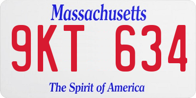 MA license plate 9KT634