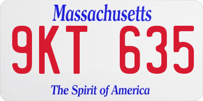 MA license plate 9KT635