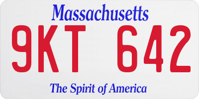 MA license plate 9KT642