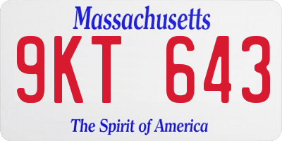 MA license plate 9KT643