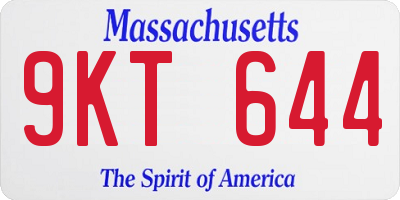 MA license plate 9KT644