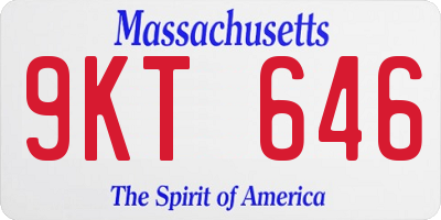 MA license plate 9KT646