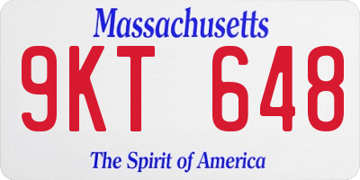 MA license plate 9KT648