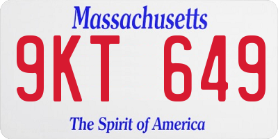 MA license plate 9KT649
