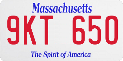 MA license plate 9KT650