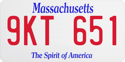 MA license plate 9KT651