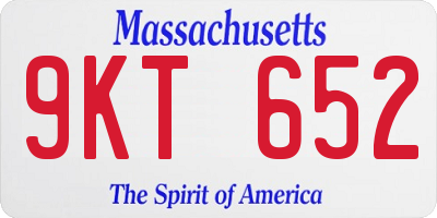 MA license plate 9KT652