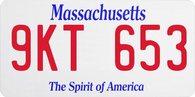MA license plate 9KT653