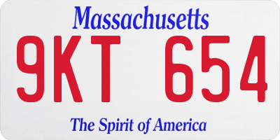 MA license plate 9KT654