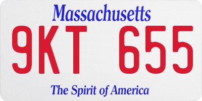MA license plate 9KT655