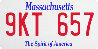MA license plate 9KT657