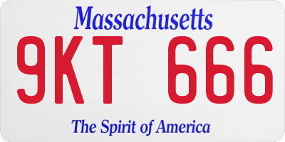 MA license plate 9KT666
