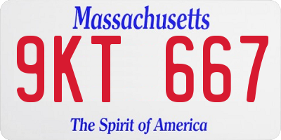 MA license plate 9KT667