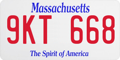 MA license plate 9KT668