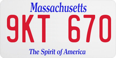 MA license plate 9KT670