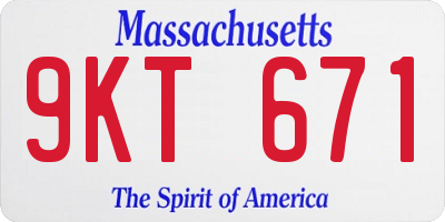 MA license plate 9KT671