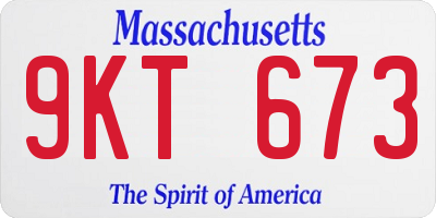 MA license plate 9KT673
