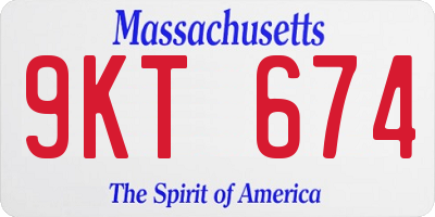 MA license plate 9KT674