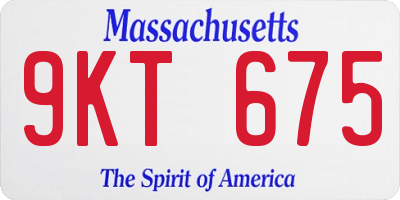 MA license plate 9KT675