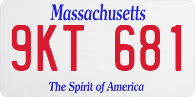 MA license plate 9KT681