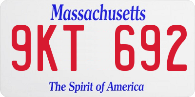 MA license plate 9KT692