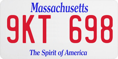 MA license plate 9KT698