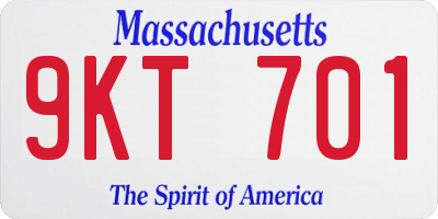 MA license plate 9KT701