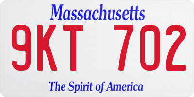 MA license plate 9KT702