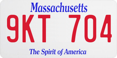 MA license plate 9KT704