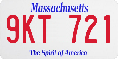 MA license plate 9KT721