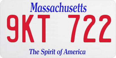 MA license plate 9KT722