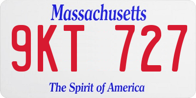 MA license plate 9KT727