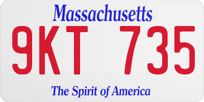 MA license plate 9KT735
