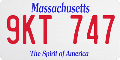 MA license plate 9KT747