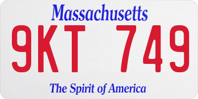 MA license plate 9KT749