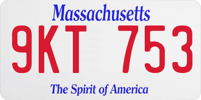 MA license plate 9KT753