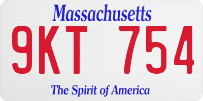 MA license plate 9KT754