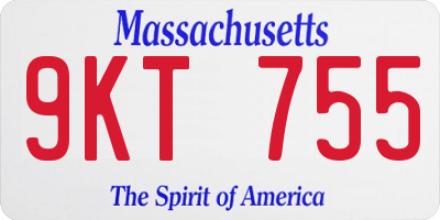 MA license plate 9KT755