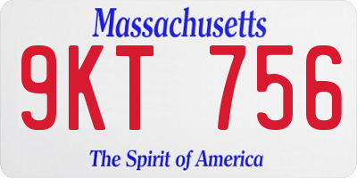 MA license plate 9KT756
